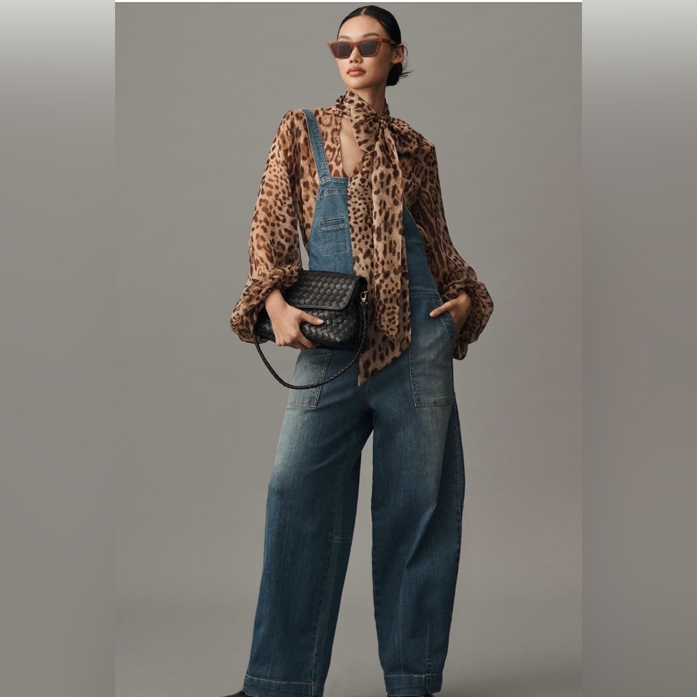 Anthropologie Pilcro Barrel-Leg Zip-Front Overalls Small NWT
